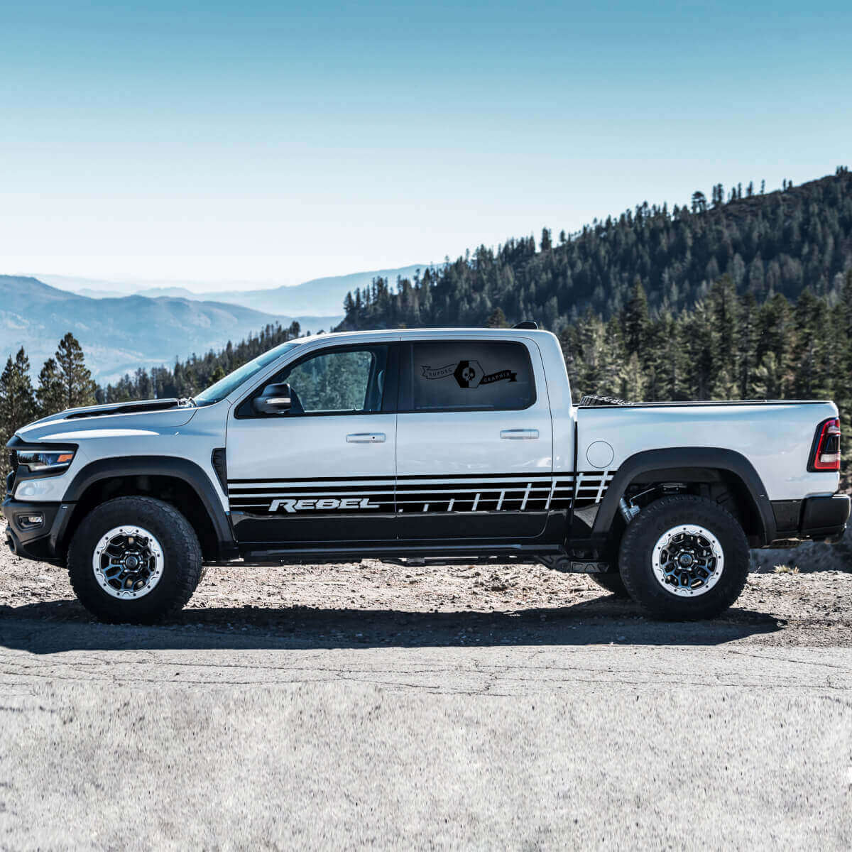 Rebel Style Door Side Stripes Vinyl Decal Set for Dodge Ram Rebel 2021+
