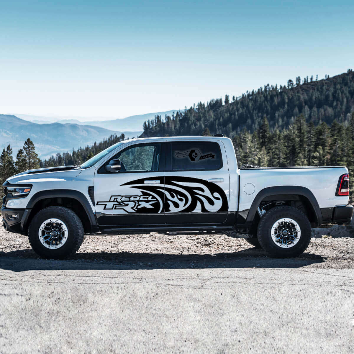 Tribal Style Flames Side Vinyl Decal Kit for Dodge Ram Rebel TRX 2021+