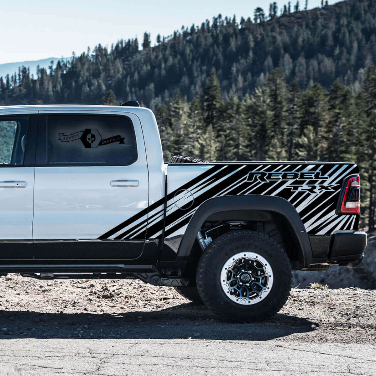 TRX Rebel Bedside Stripes Vinyl Decal Set for Dodge Ram Rebel 2021+