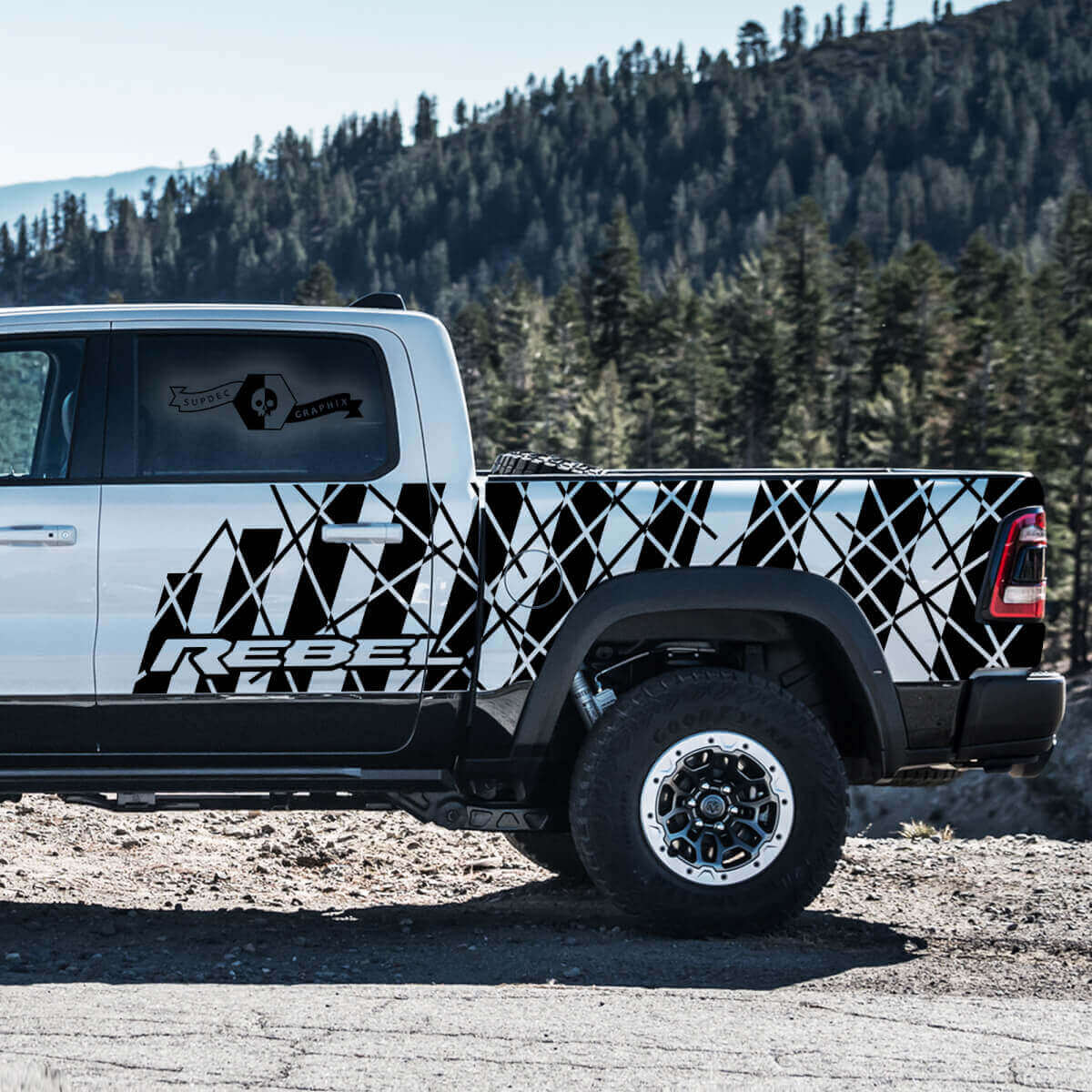 Chaotic Style Side Stripes Vinyl Decal Set for Dodge Ram Rebel 2021+