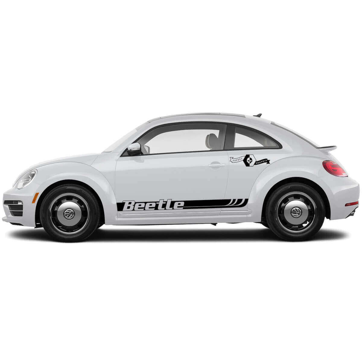 Brand Lettering Side Racing Stripes Vinyl Decal Set for Volkswagen Beetle 