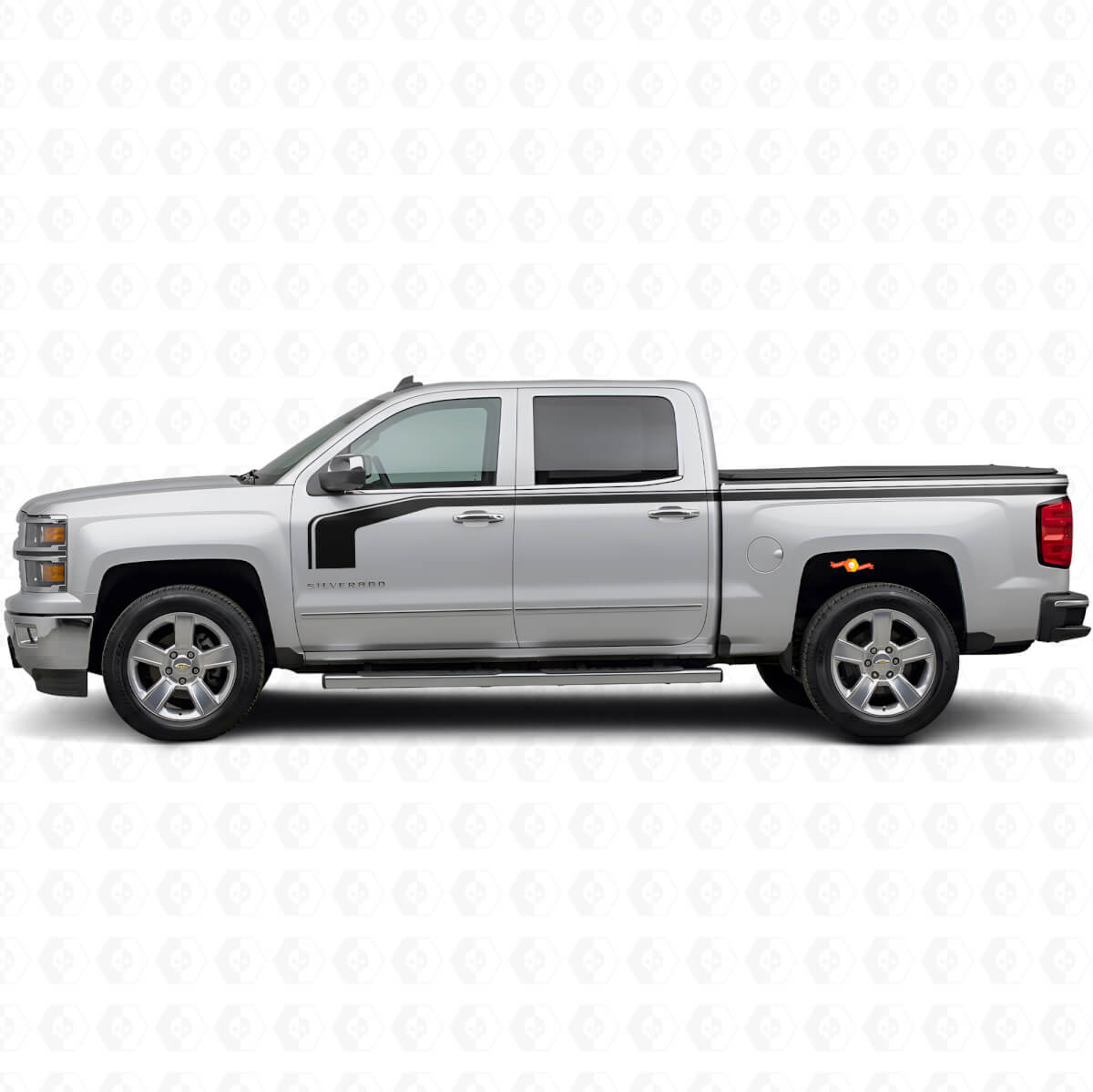 Hockey Stick Style with Upper Outline Side Vinyl Decal Kit for Chevy Silverado 1500 2014+