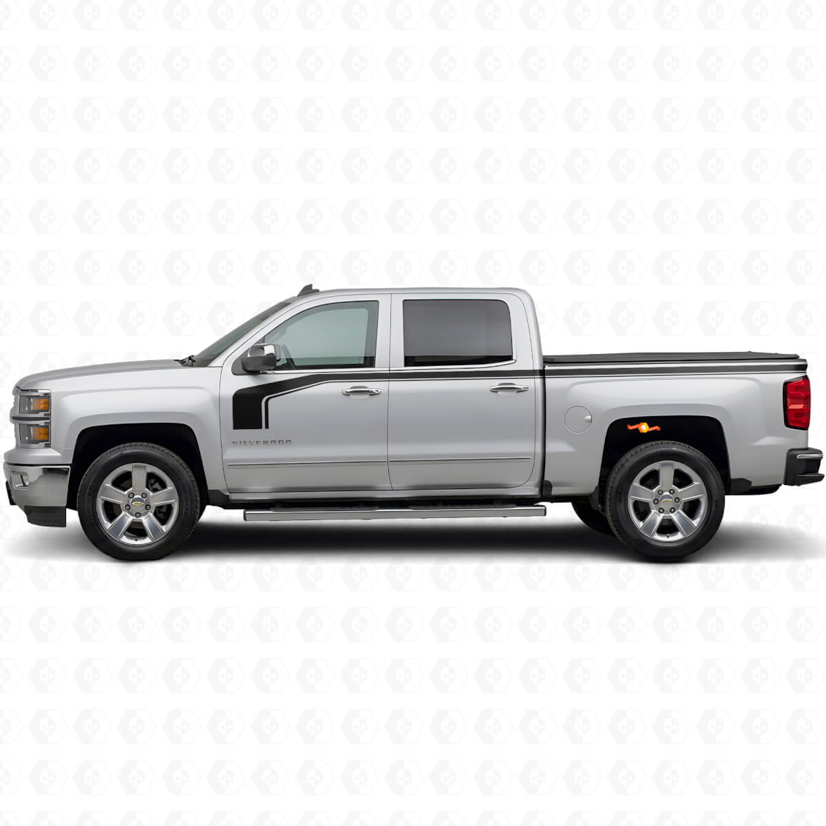 Hockey Stick Style with Lower Outline Side Vinyl Decal Kit for Chevy Silverado 1500 2014+
