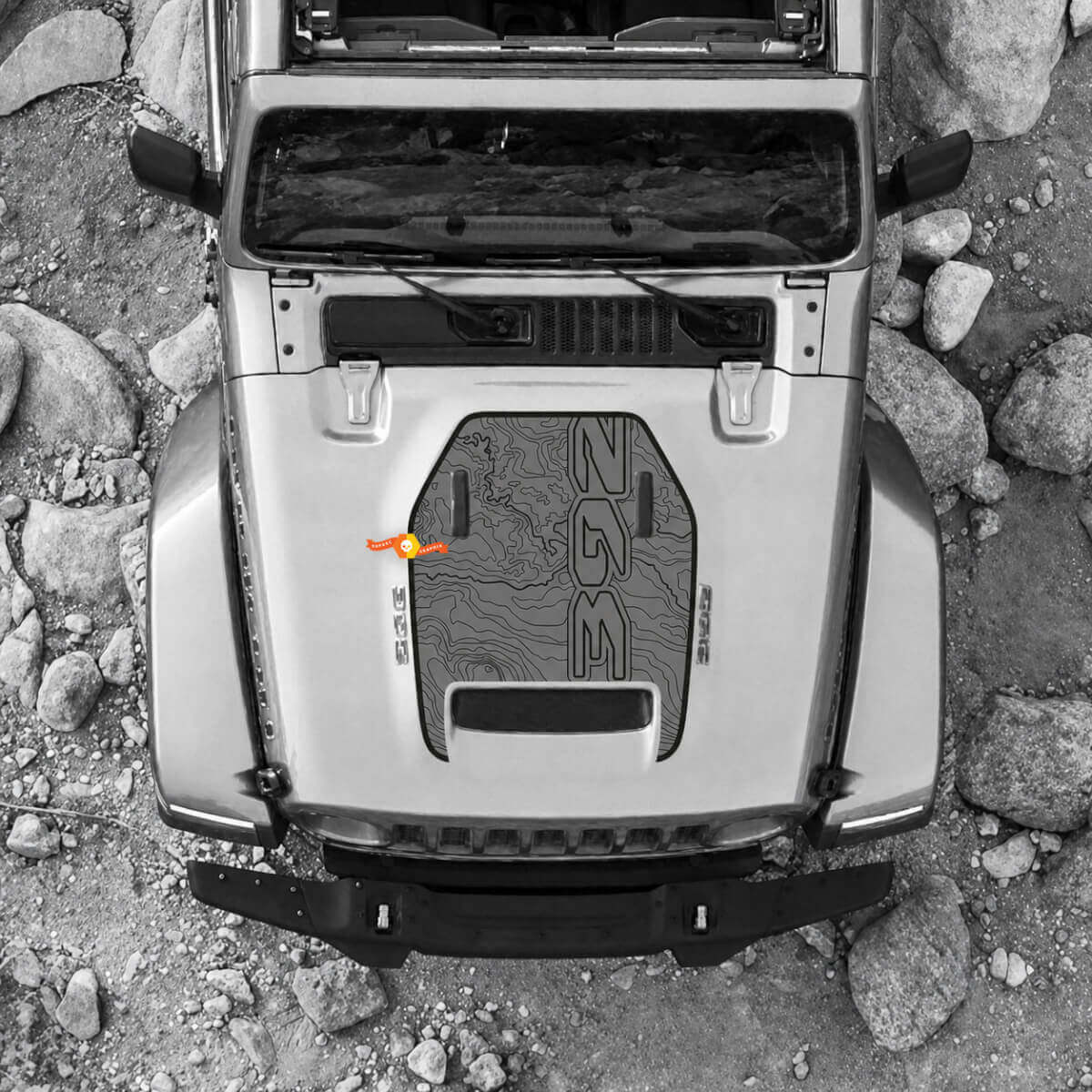 392 Topographic Map Hood Vent Vinyl Decal for Jeep Wrangler 