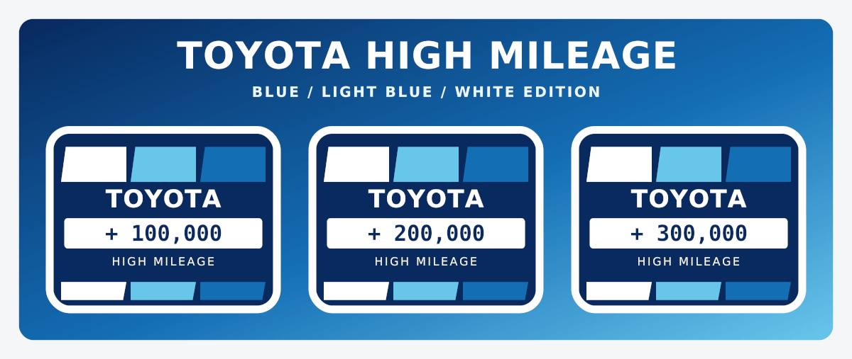 Toyota High Mileage Heritage Blue Retro Vintage Sticker Pack Decals Graphics