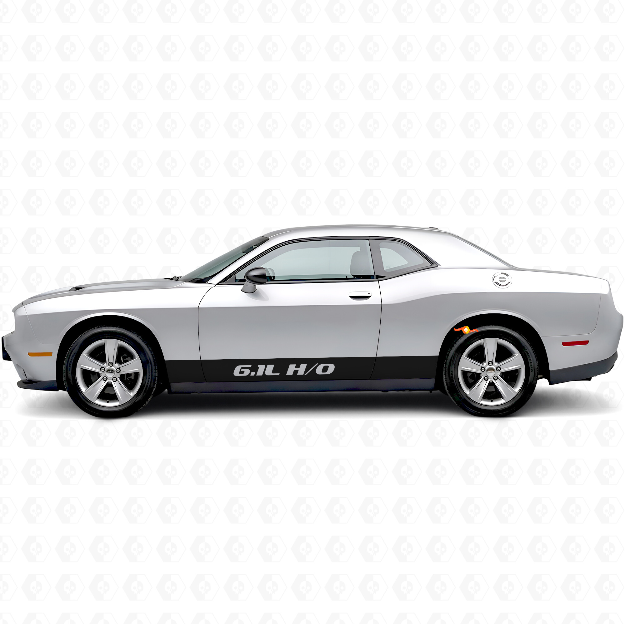 6.1L H/O Straight Stripes Rocker Panel Vinyl Decal Sticker for Dodge Challenger