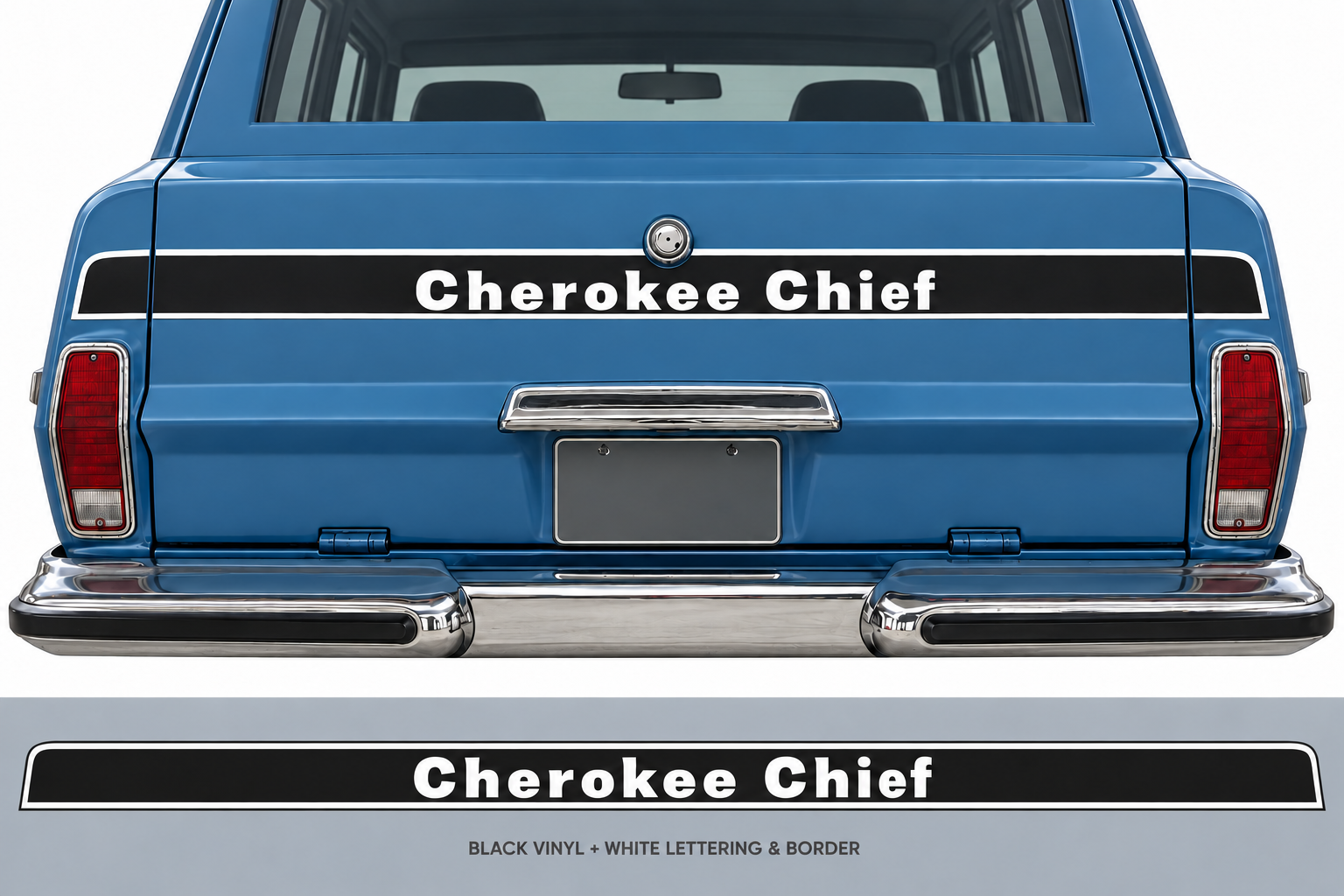 Cherokee Chief Rear Tailgate Stripe Vinyl Decal Kit for Jeep Cherokee 1978