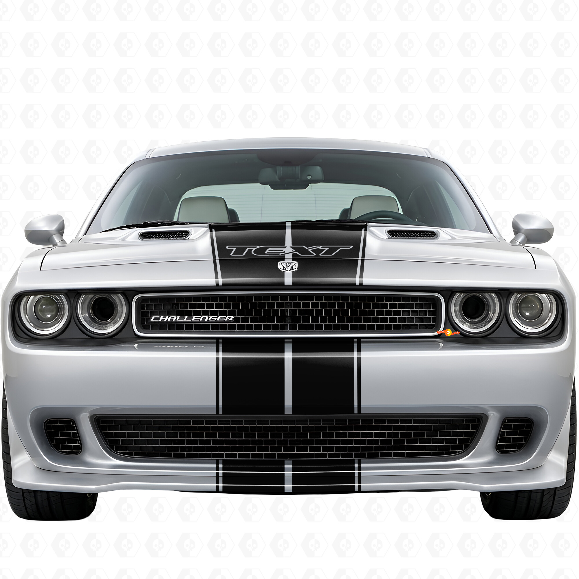 Dual Outline Stripes & Custom Text Full Kit Vinyl Decal Sticker for Dodge Challenger 2008-2014
