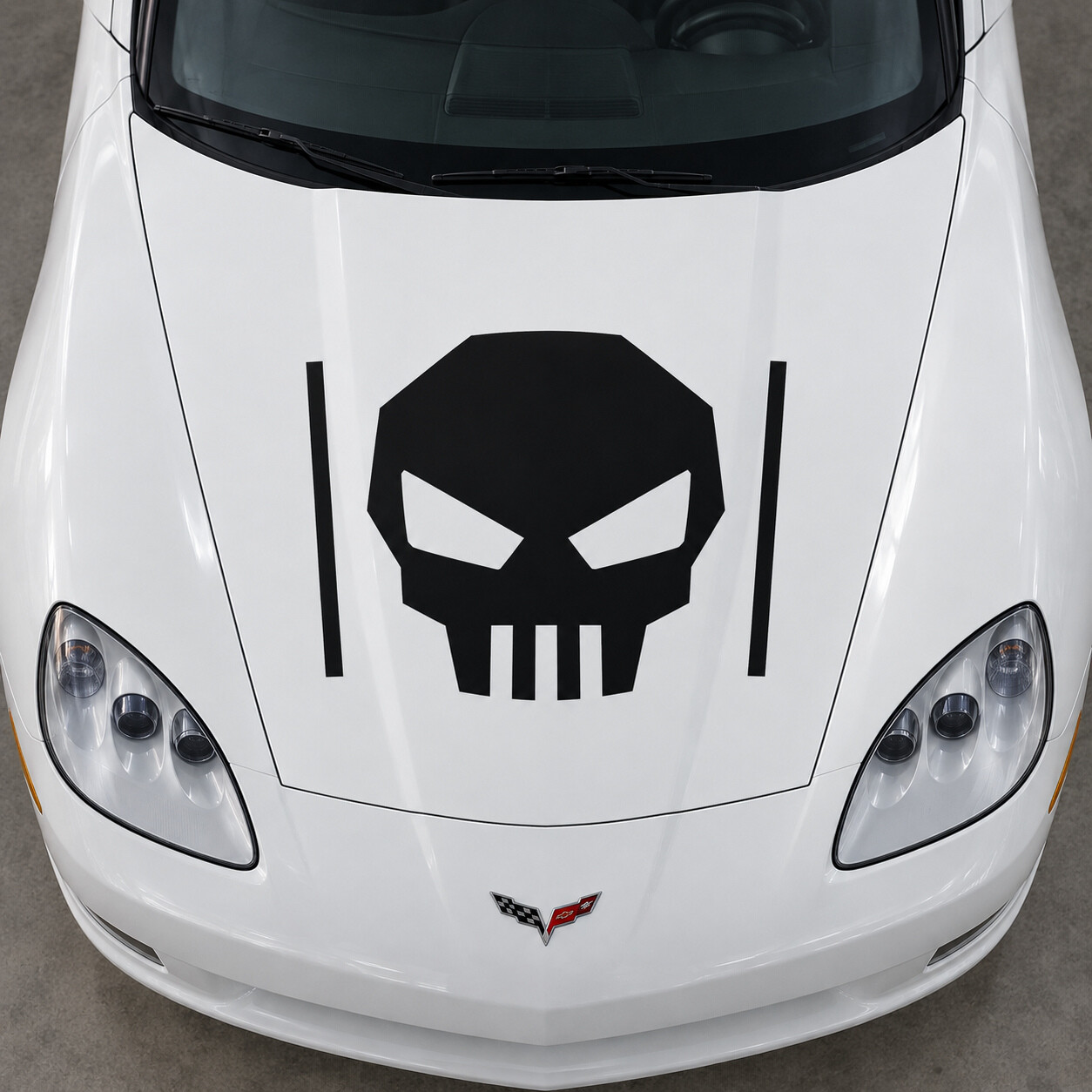 Skull Outrigger Standard Coupe Hood Vinyl Decal Sticker for Chevrolet Corvette C6 2005-2013