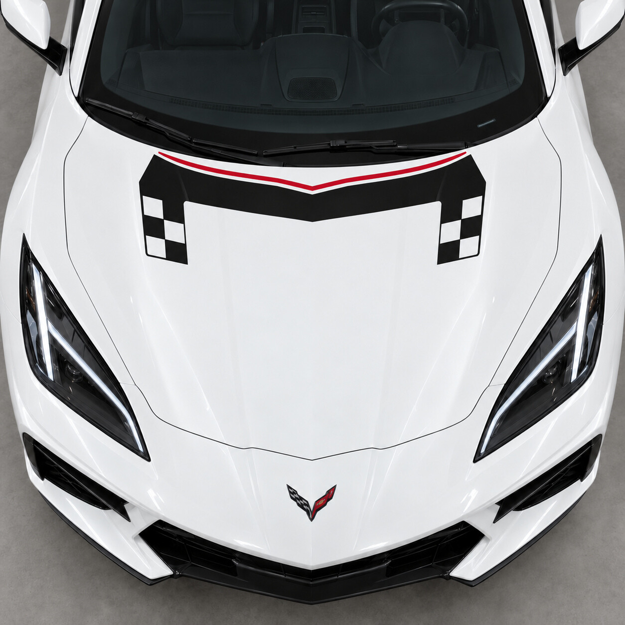 Checkered Shoulder Bridge C8 Stingray Hood Vinyl Decal Sticker for Chevrolet Corvette 2020