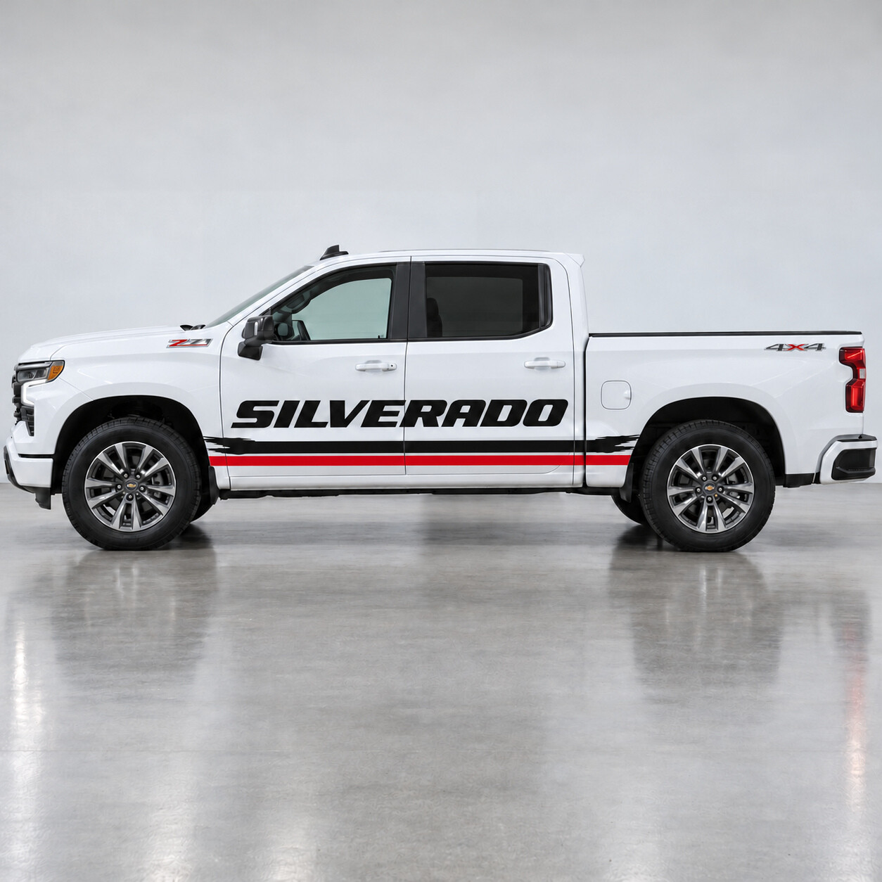 Open Type Brush Rails RST Crew Cab Side Vinyl Decal Sticker for Chevrolet Silverado 2024
