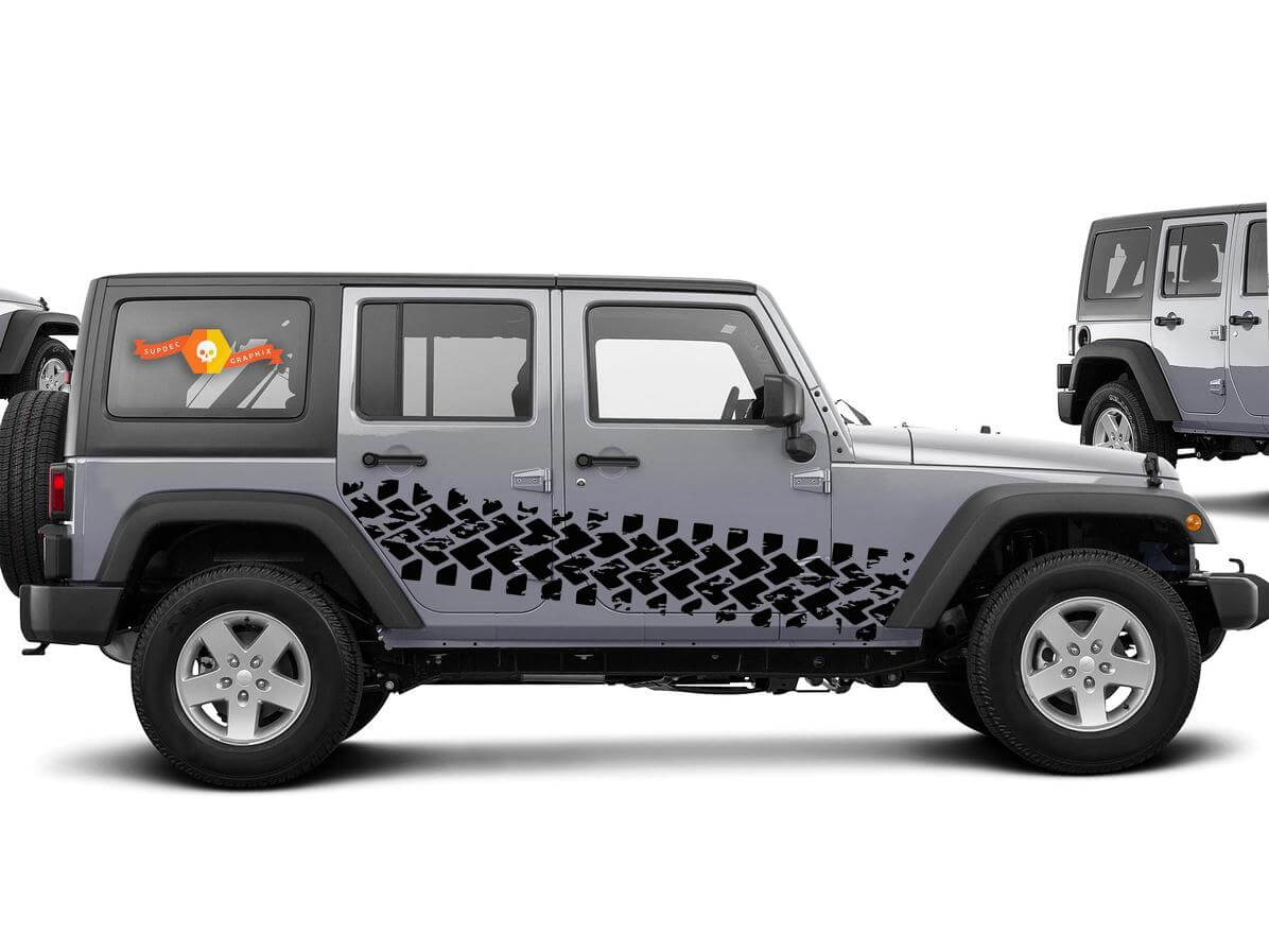 Tire Track Stripes Side Vinyl Decal Sticker for Jeep Wrangler