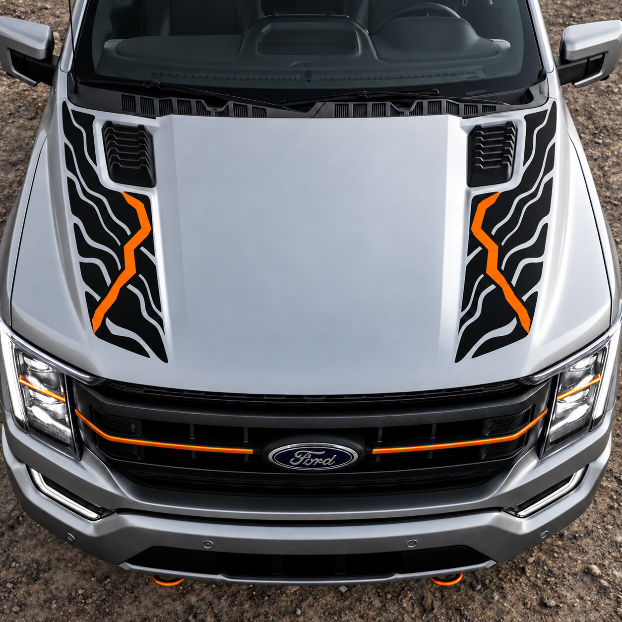Fault Contour Hood Vinyl Decal Sticker for Ford F-150 Tremor 2021