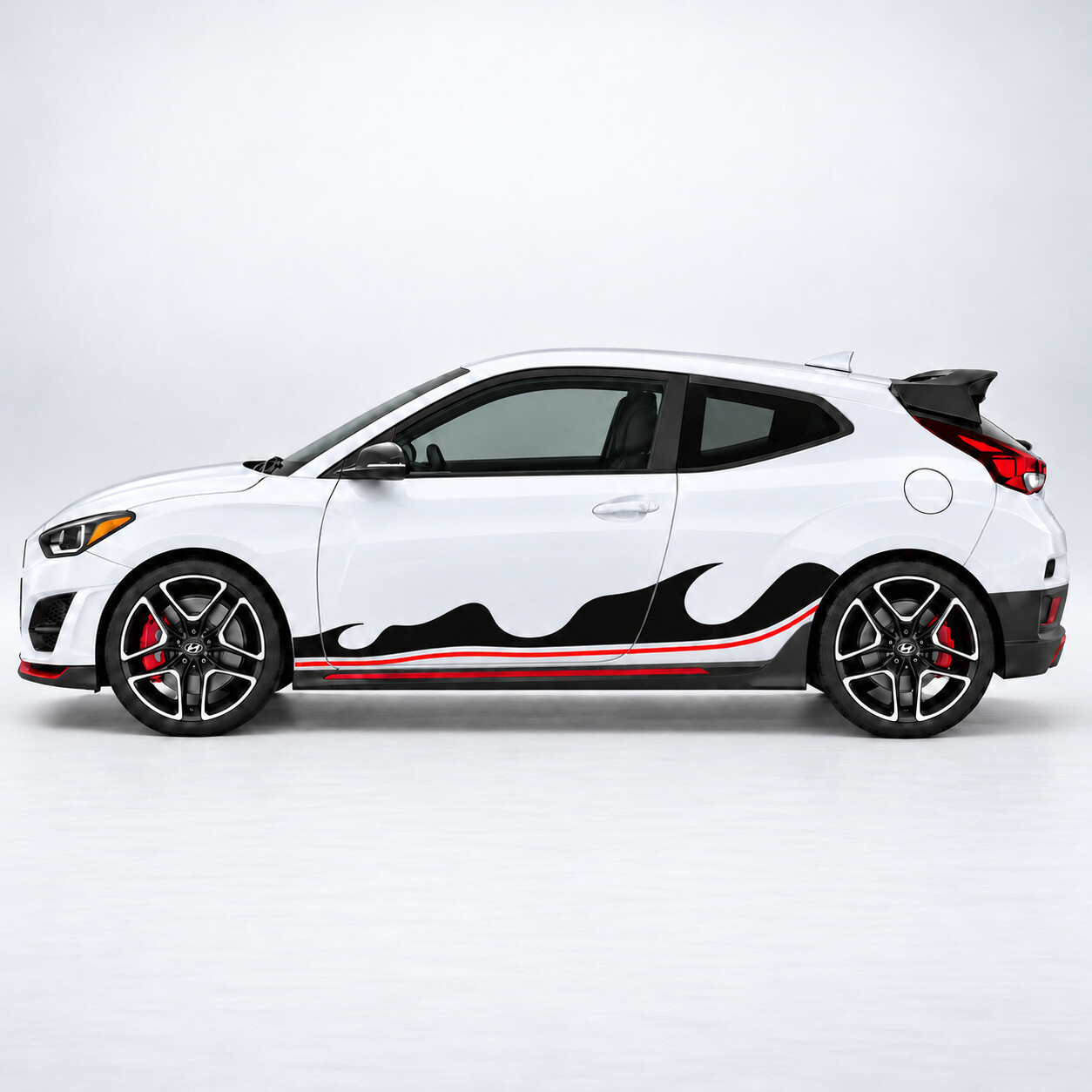 Triple Wave Comb Stripes Side Door Vinyl Decal Sticker for Hyundai Veloster N JS 2019–2022