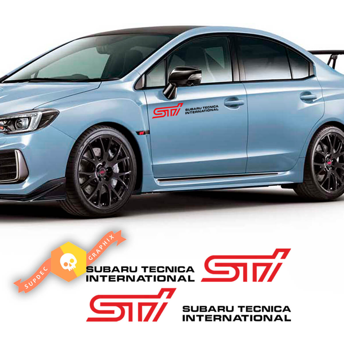 2X STI Subaru Tecnica International Dors Cover Vinyl Aufkleber Aufkleber