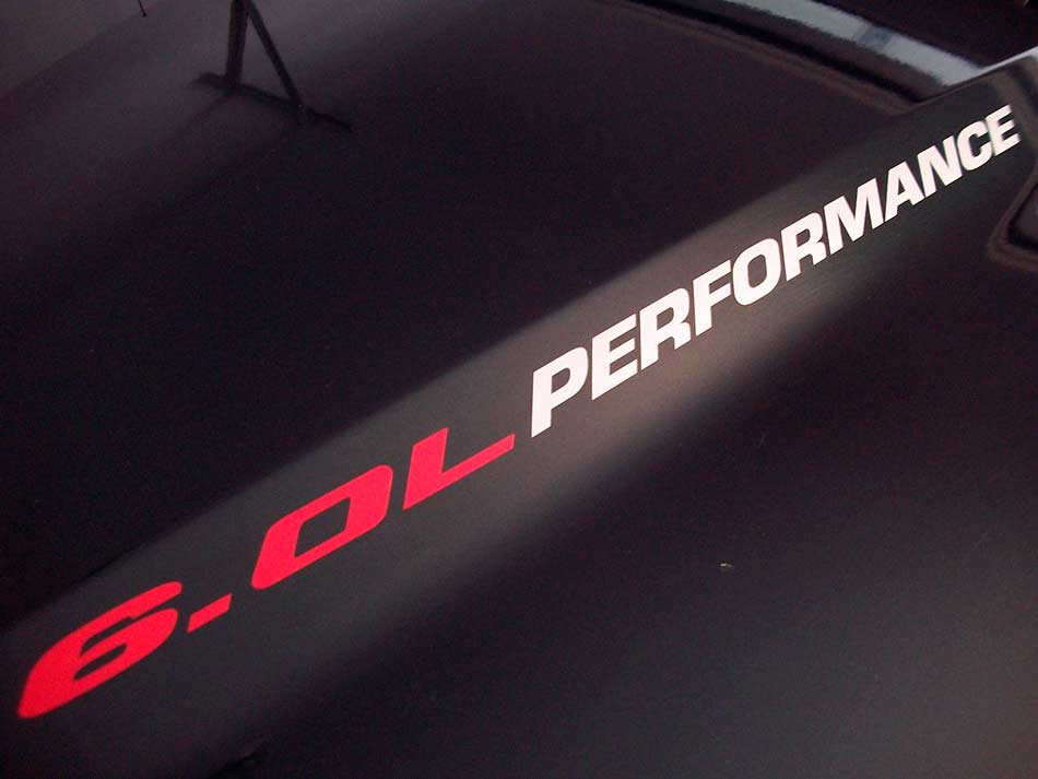 6.0L Performance Hood Vinyl Decal For Musclecar F250 Chevy Silverado GMC