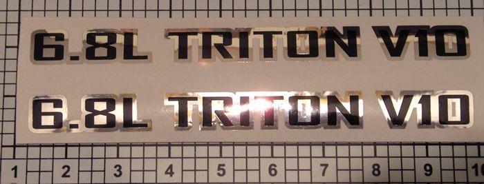 6.8L Triton V10 Decals Paar Chrom Black Hood Scoop