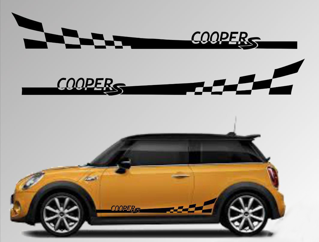 Mini Cooper R56 2006-2013 Zielflaggen-Seitenstreifen-Grafikaufkleber