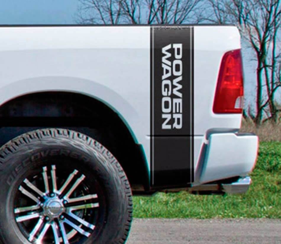 Power Wagon Rear Side Stripes Vinyl Decal Set for Dodge Ram