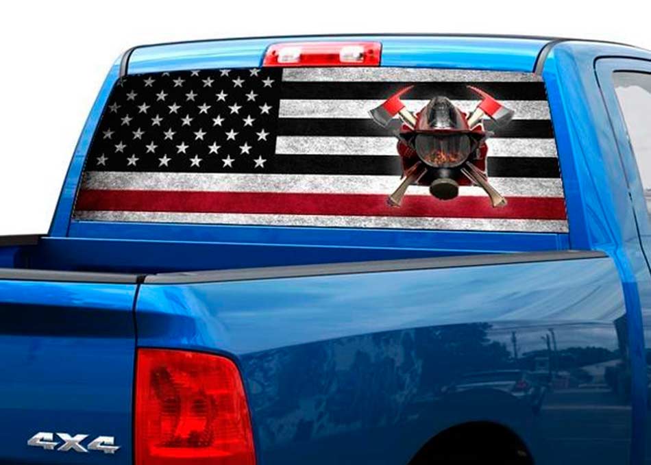 US-Feuerwehrmann USA Flagge Heckscheibe Grafik Aufkleber Aufkleber LKW SUV Pick-up