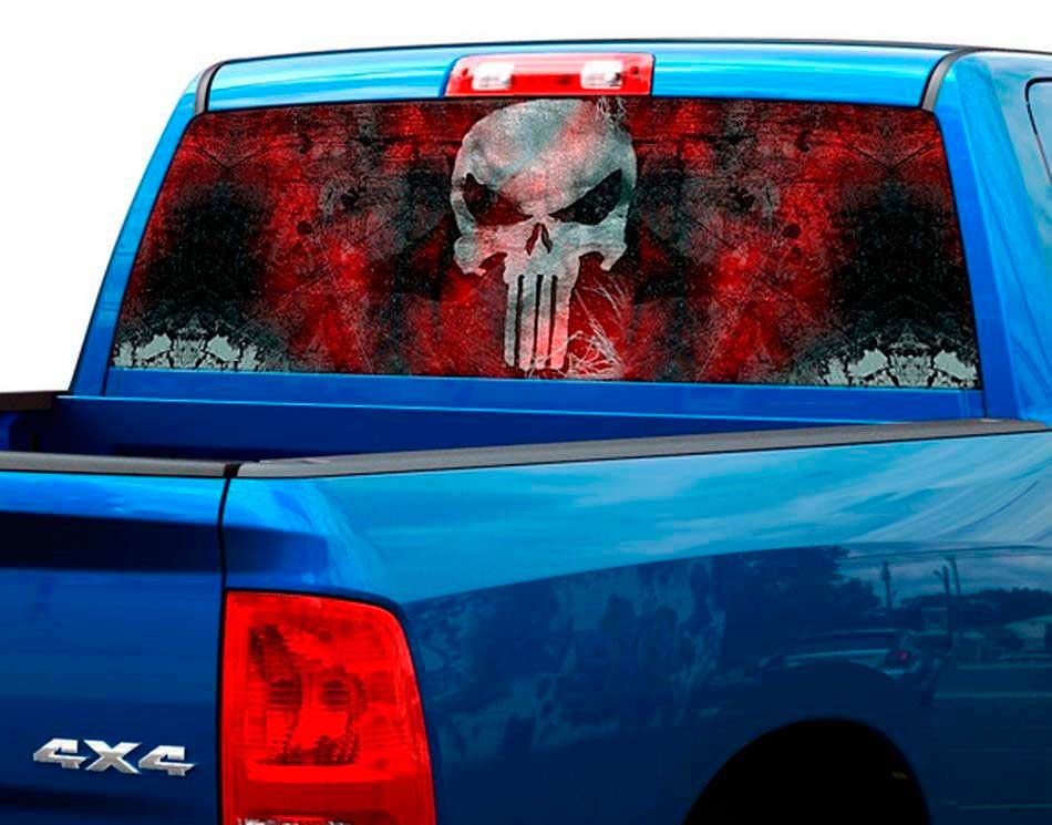 Punisher Blood plate Rear Window Graphic Decal Sticker Truck SUV