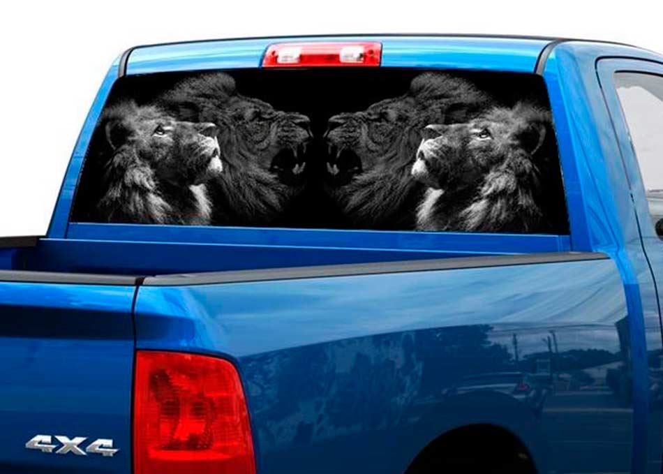 Lion Calm e Gnarling Rear Window Decal Sticker Pick-up Truck Suv
