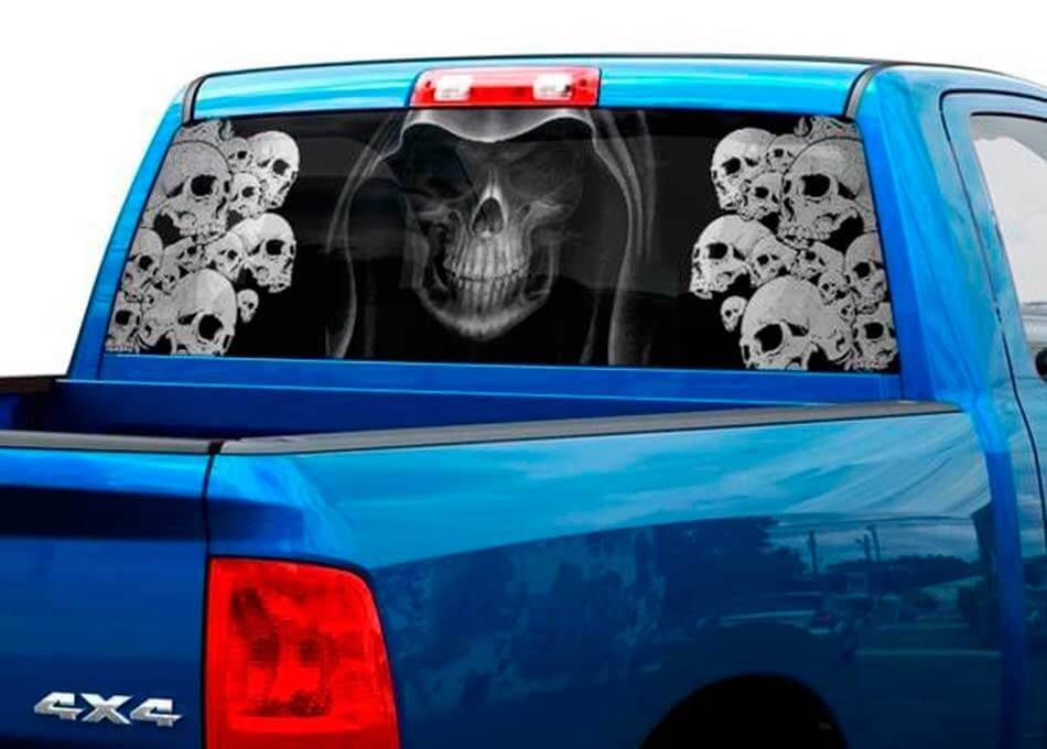 Skull Grim Reaper Rear Window Vinyl Decal for Pickup Trucks and SUVs