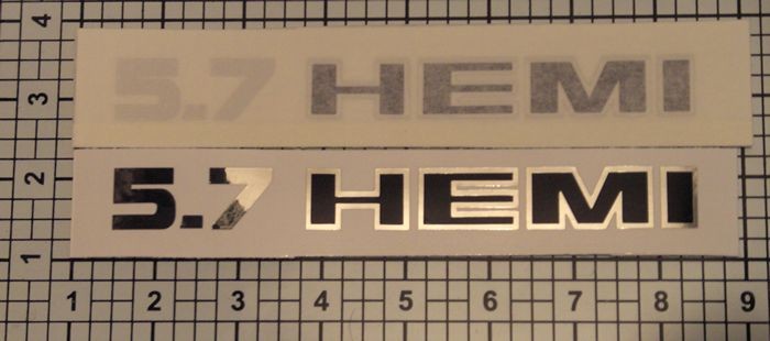 Hemi Decals 5,7-Liter-Set X2 Chrome & Black Hood Scoop