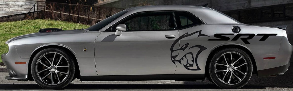 SRT Hellcat Rear Side Vinyl Decal Set for Dodge Challenger 