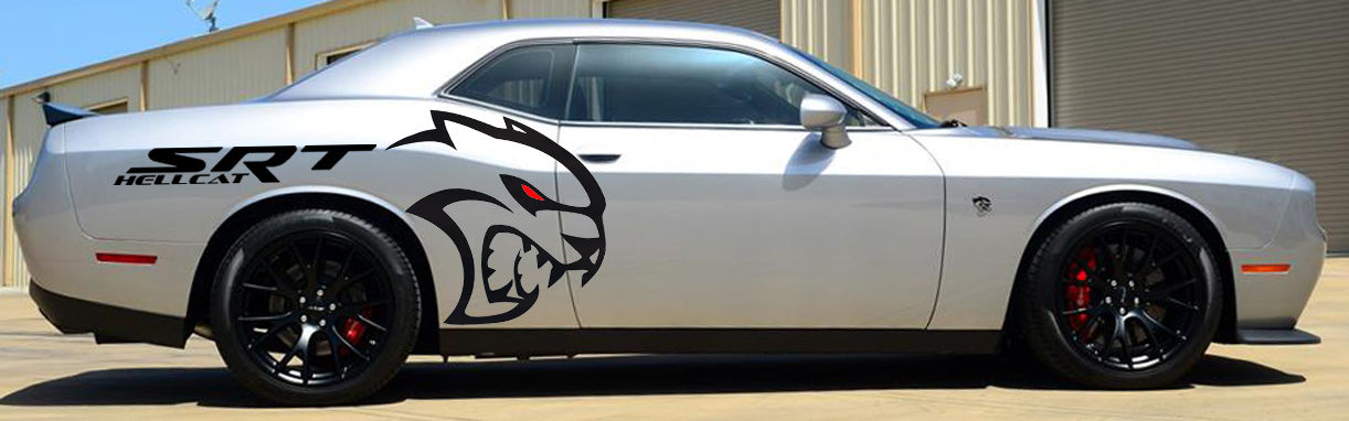 Dodge Challenger 2x Side Racing Sticker Srt Logo Graphics Vinyl Body