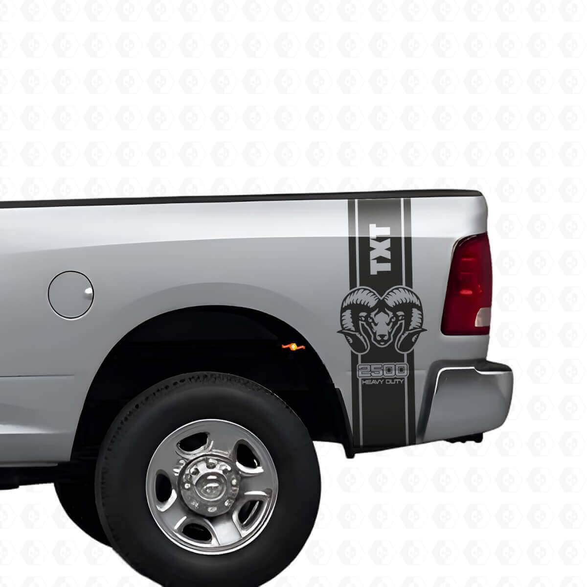 Hemi Style Rear Side & Hood Stripes Vinyl Decal Kit for Dodge Ram 1500 2500