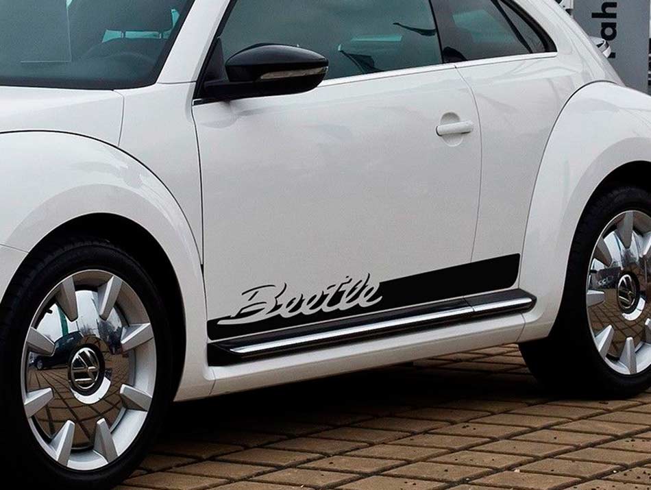 Beetle Script Side Stripe Vinyl Decal Set for Volkswagen Beetle
