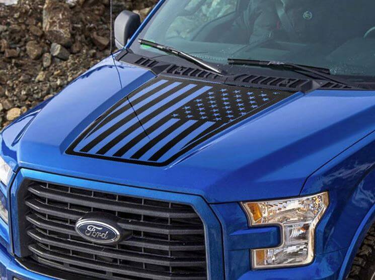 USA Flag Hood Graphics Side Stripe Decal Sticker for Ford F-150 2015-2016