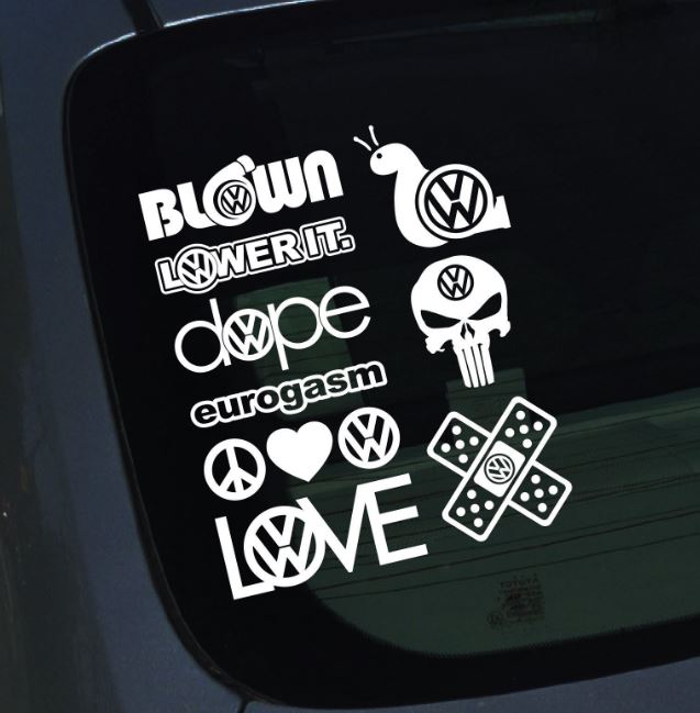 Product Euro Vinyl Decals Stickers 9 Pack Volkswagen Vw Illest Eurogasm Hellaflush 1 