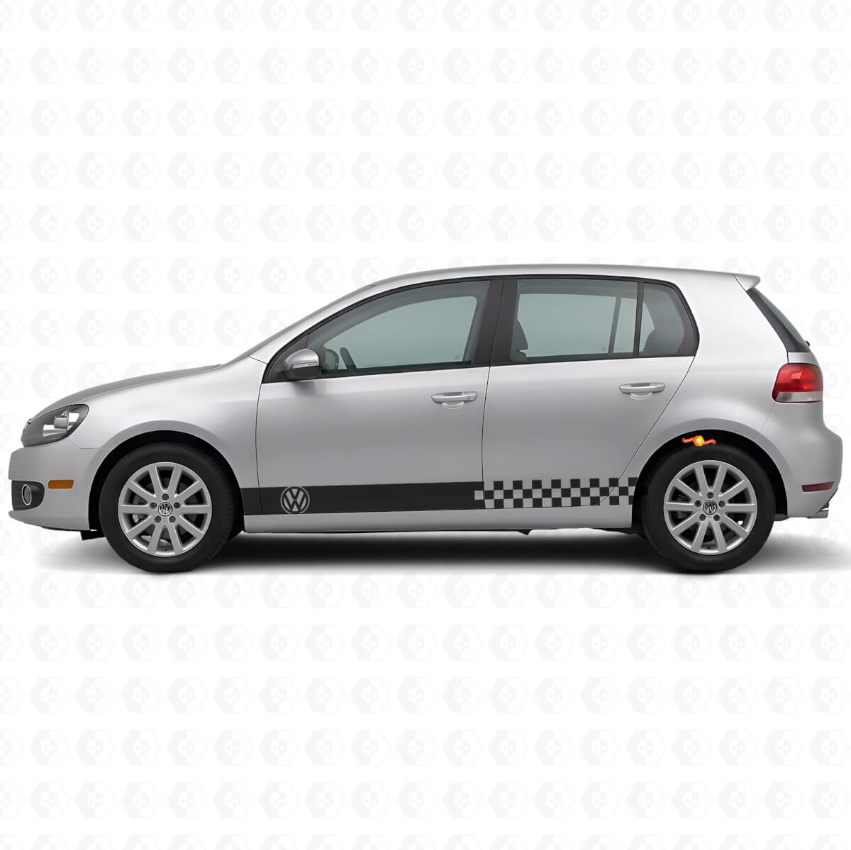 Checkered Side Stripes Vinyl Decal Kit for Volkswagen Golf Mk4-Mk7 GTI R32