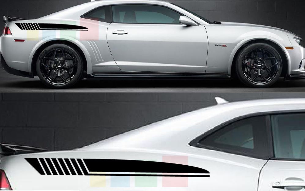 Sticker Decal kit for Chevrolet Camaro rear side stripes flare wing fender 2014