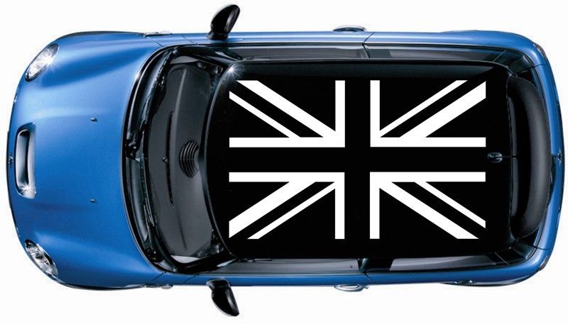 1 Satz (4 Stück) Britische Flagge DACH Vinyl Aufkleber Grafik Mini Cooper S JCW Schwarz Farbe