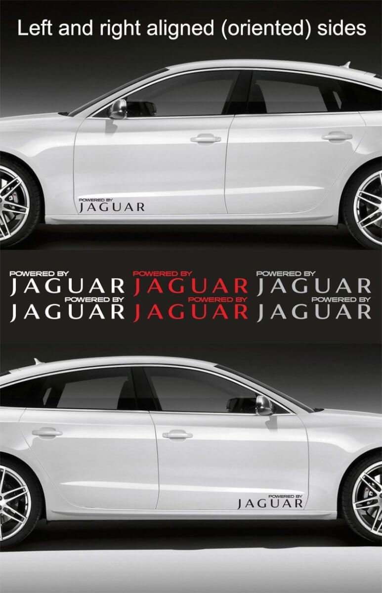 2pcs Powered by JAGUAR 15  wide Vinyl Decal Sticker Emblem Logo Graphic