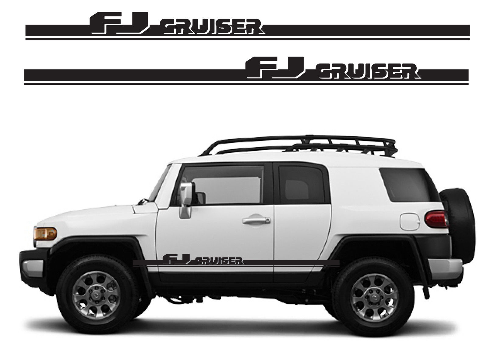 FJ CRUISER Toyota FJ Sticker Decal Vinyl Angled Side Door Racing Stripe Graphics  5