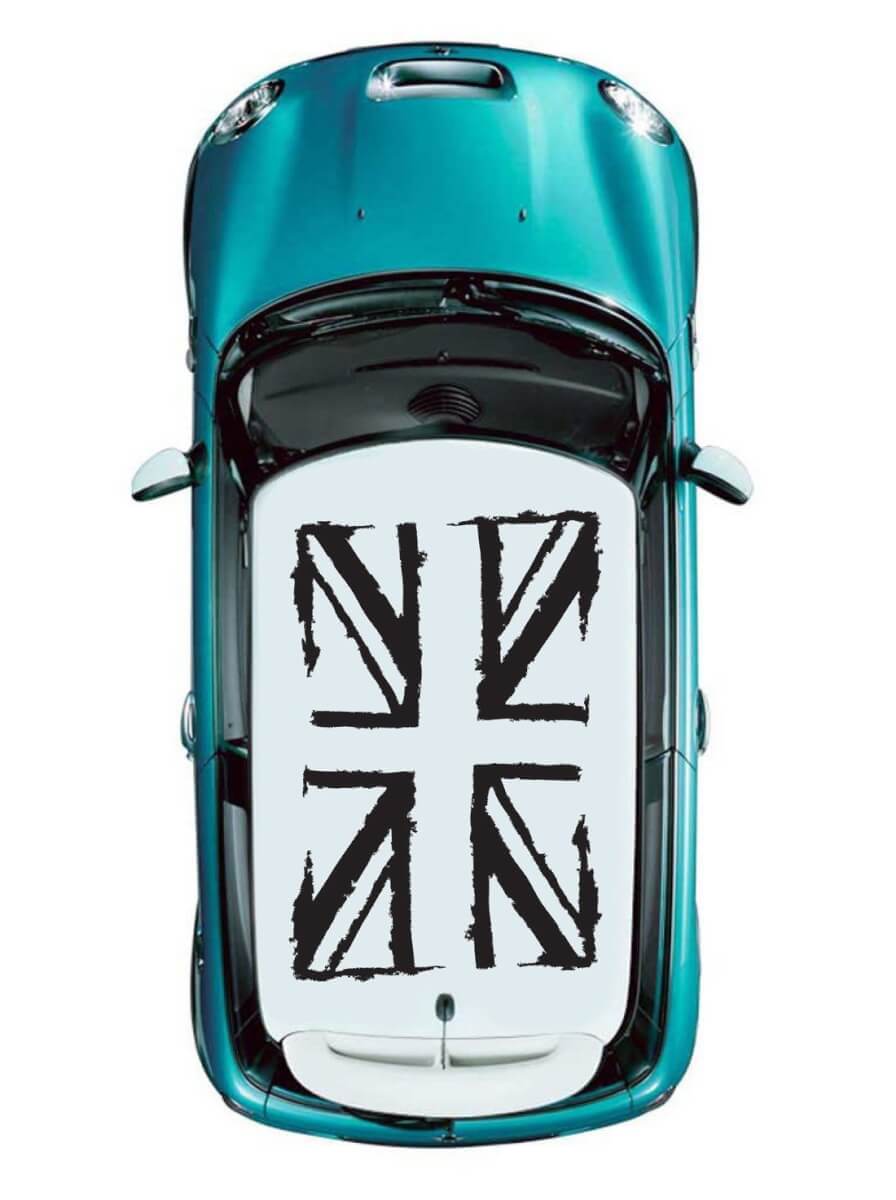 Grunge Style British Flag Roof Vinyl Decal Set for MINI Cooper 