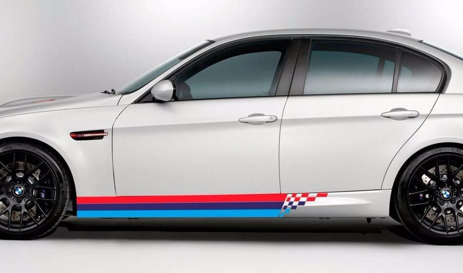 M Style Checkered Stripes Rocker Panel Vinyl Decal Sticker for BMW M3