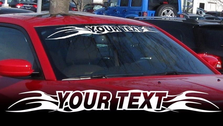 Custom Text Your WINDSHIELD BANNER Window decal sticker for BMW Dodge Jeep etc