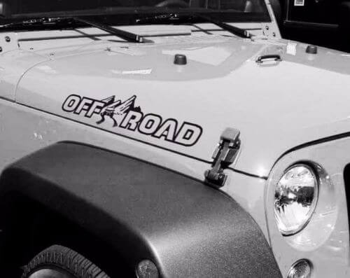 Off Road Hood Vinyl Decal Sticker Pair for Jeep Wrangler Rubicon Sahara JK TJ YJ JL Gladiator