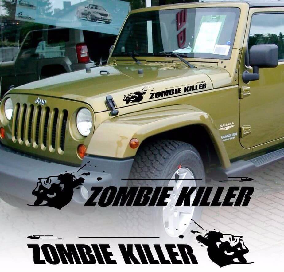 Zombie Killer Flying Bullet Hood Vinyl Decal Sticker for Jeep Wrangler Rubicon