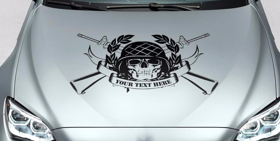 Skull your text honor hood vinyl decal sticker for car track wrangler fj etc