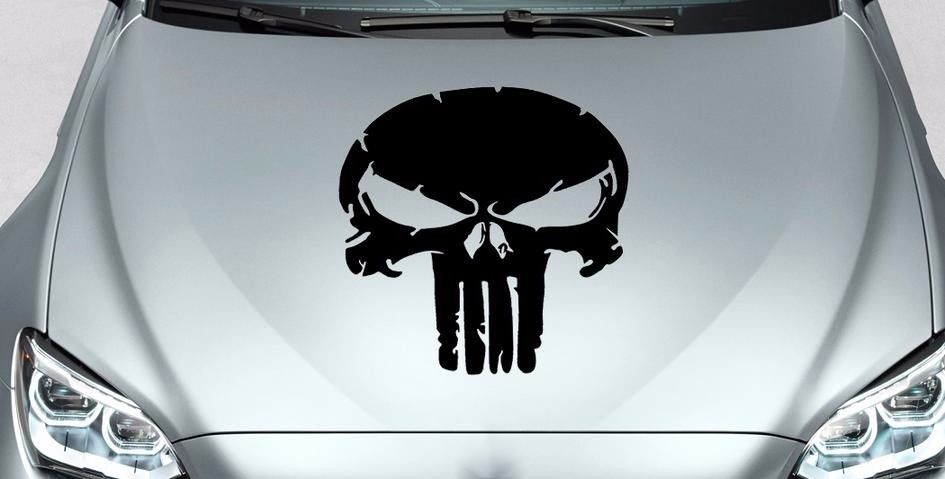 Jeep  PUNISHER skull Distressed hood side vinyl decal sticker for car  black 