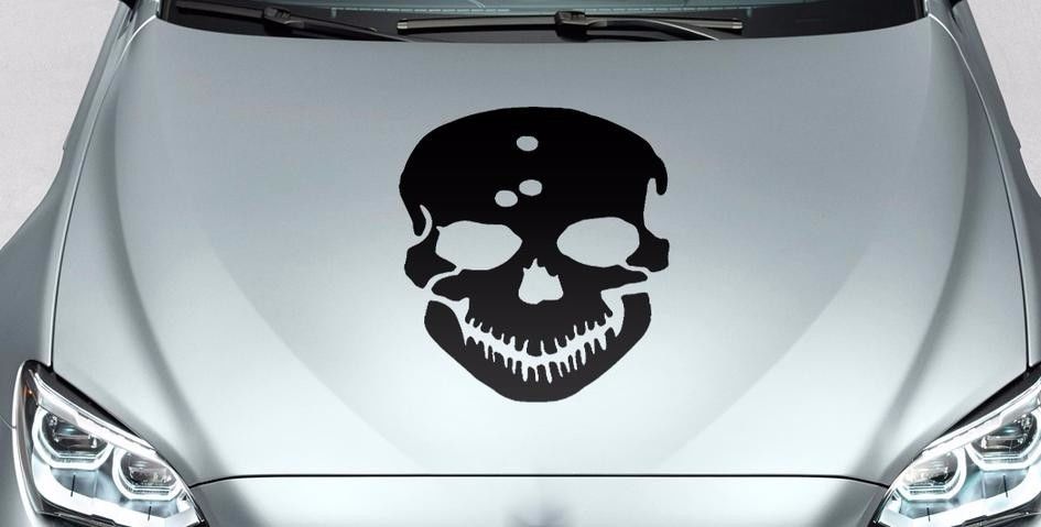 Skull bullet holes hood side vinyl decal sticker for car track wrangler fj etc