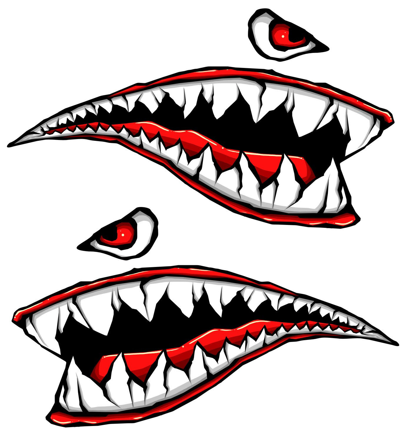 Motorcycle Side Gas Tank Fighter Teeth Decals Vinyl Stickers