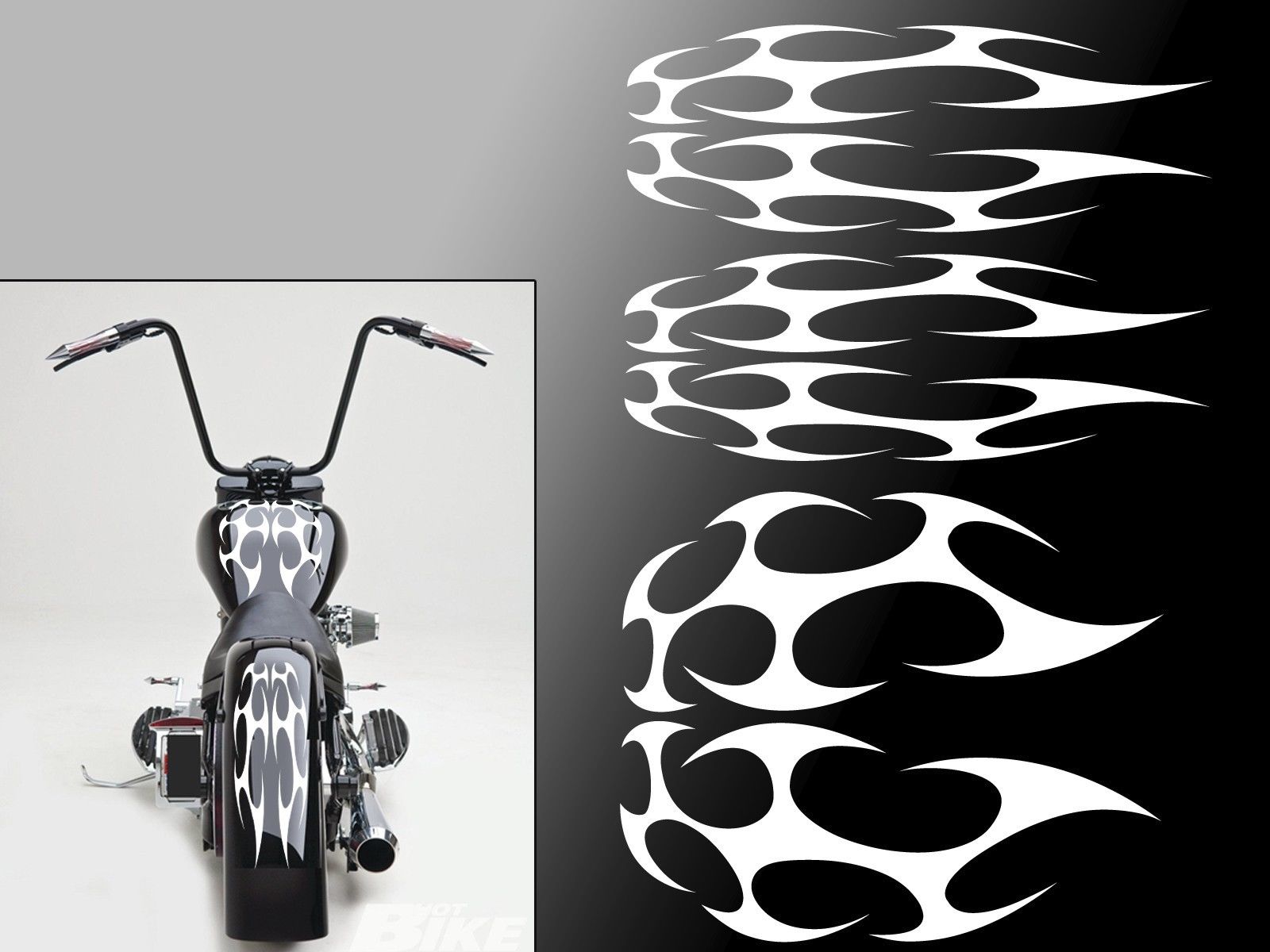 Universal Motorcycle Flame Set Gastank & Kotflügel Aufkleber Harley (FFS01)