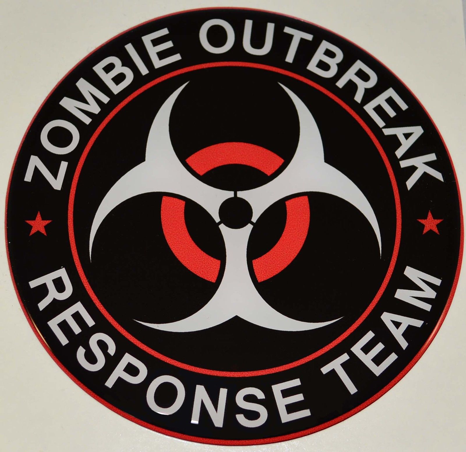 Premium  Zombie Outbreak  Gloss Dome Decal - Car Truck Window or Bumper Sticker